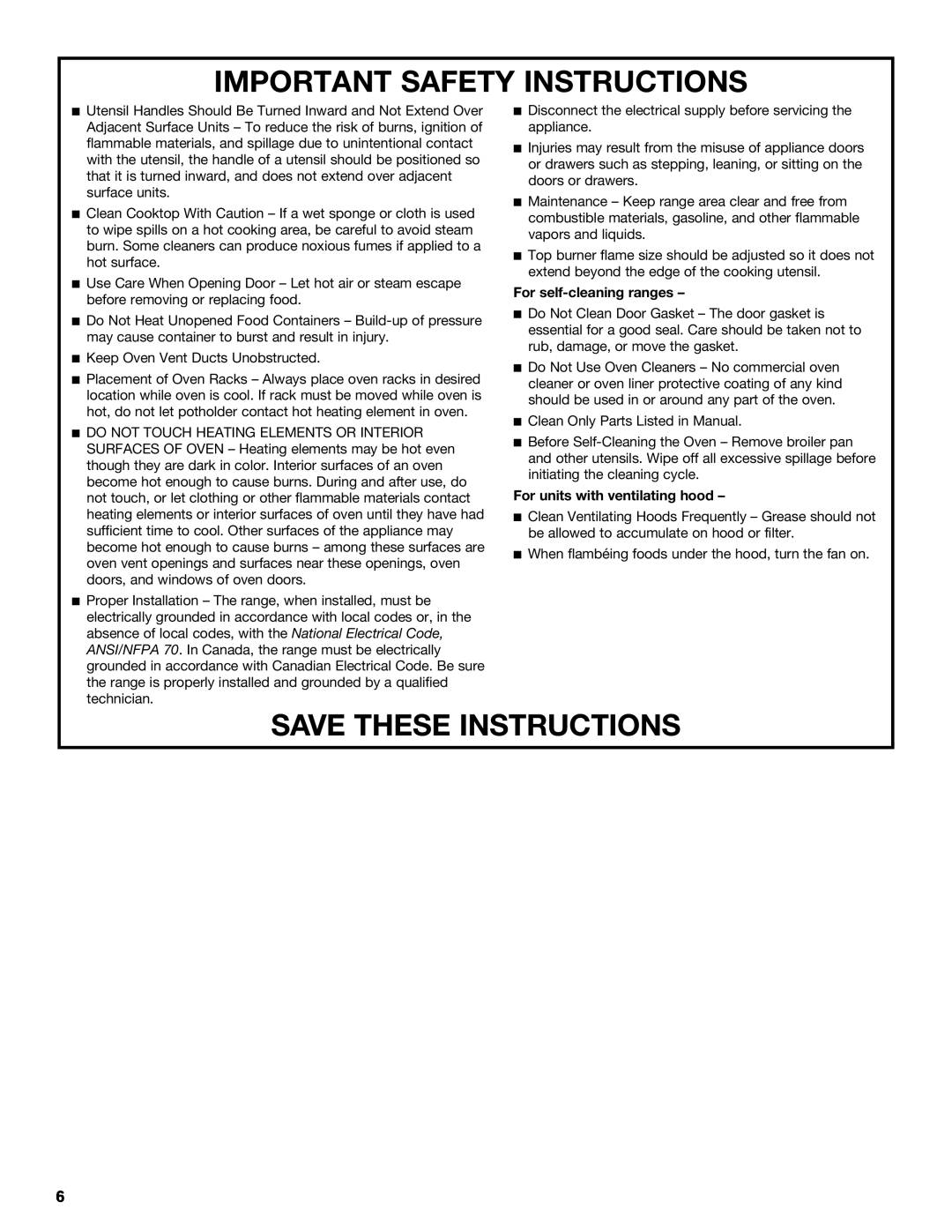KitchenAid KDRU763.KDRU manual Important Safety Instructions, Save These Instructions, For self-cleaning ranges 