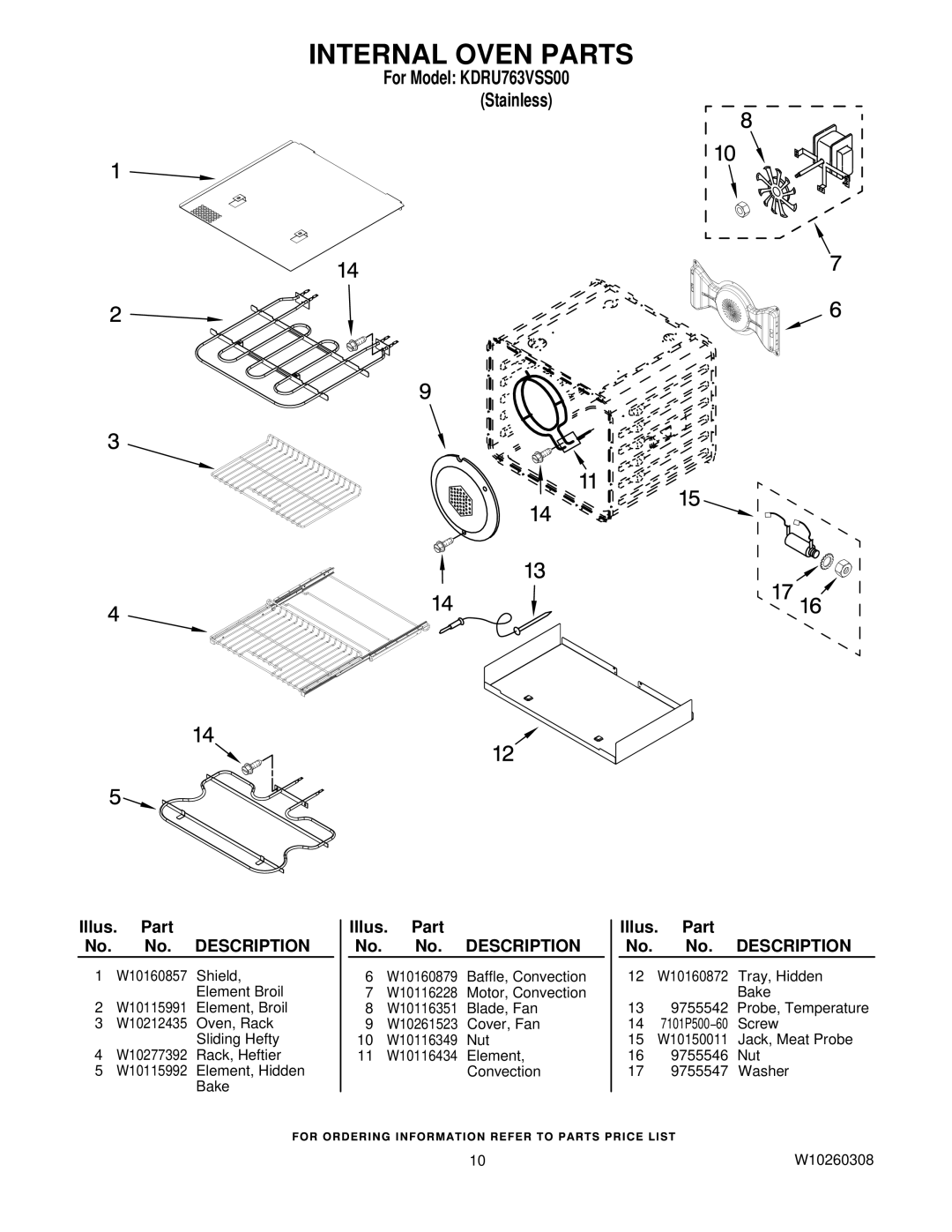 KitchenAid KDRU763VSS00 manual Internal Oven Parts 