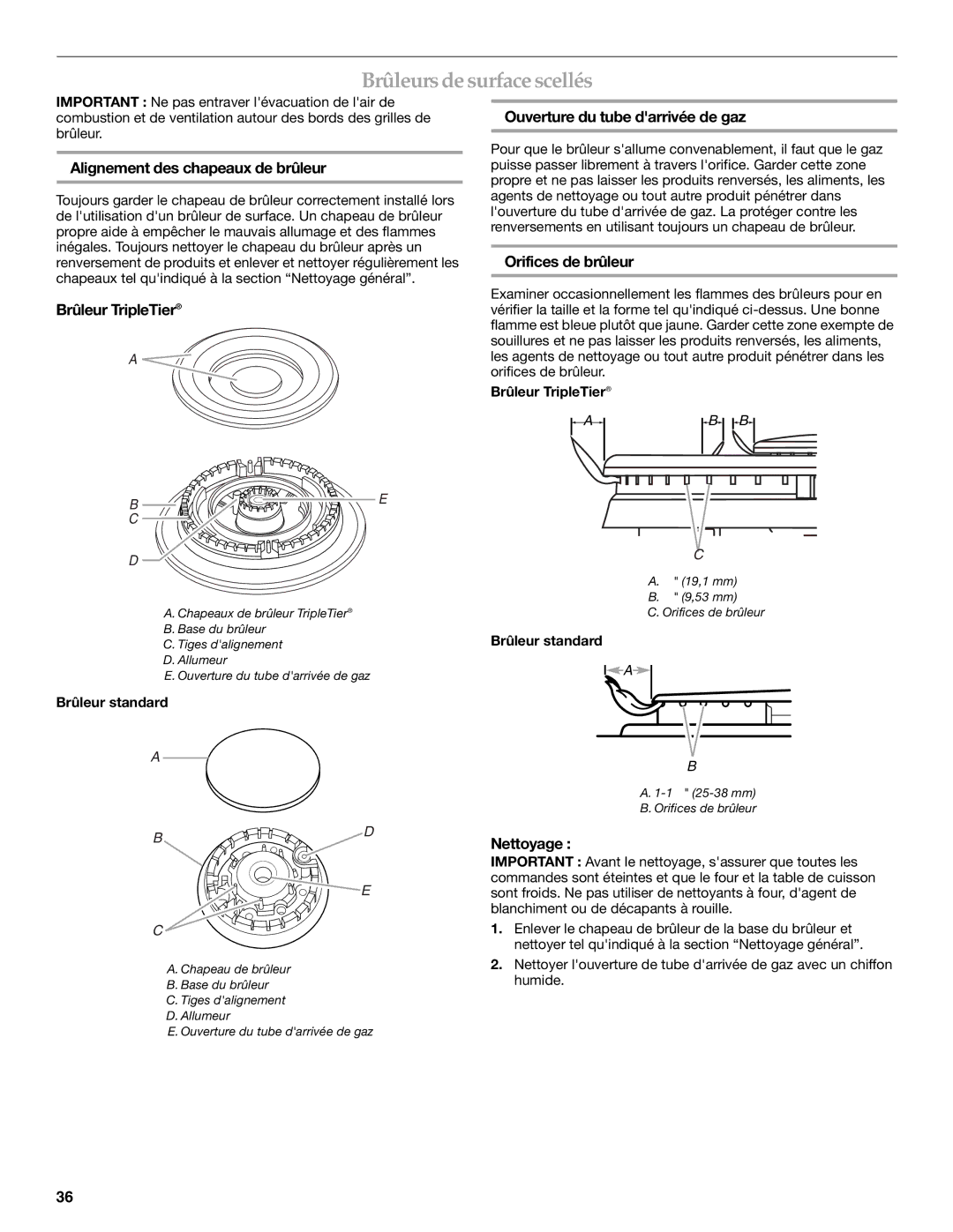 KitchenAid YKDSS907, YKDRS807 manual Brûleursde surface scellés 