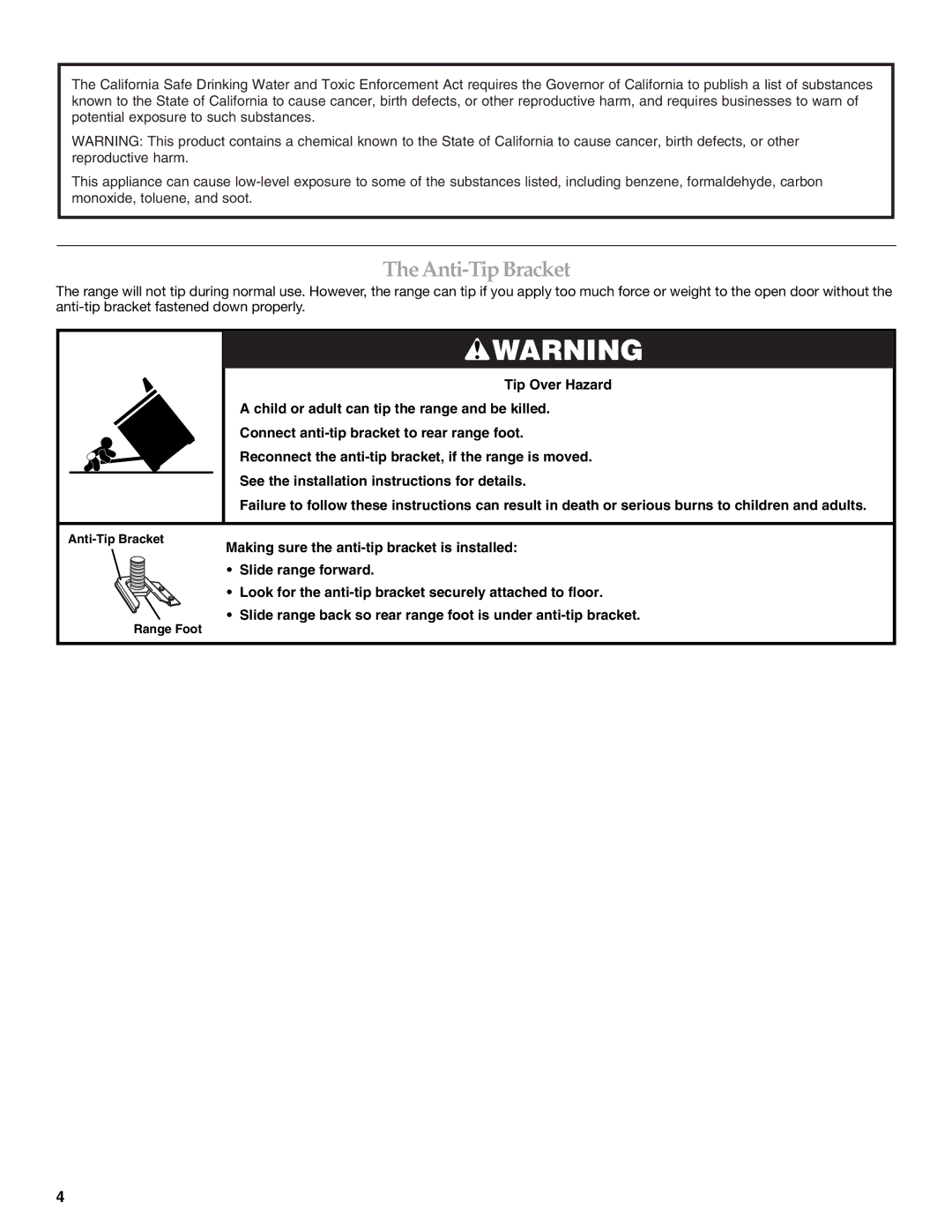 KitchenAid YKDSS907, YKDRS807 manual Anti-Tip Bracket 