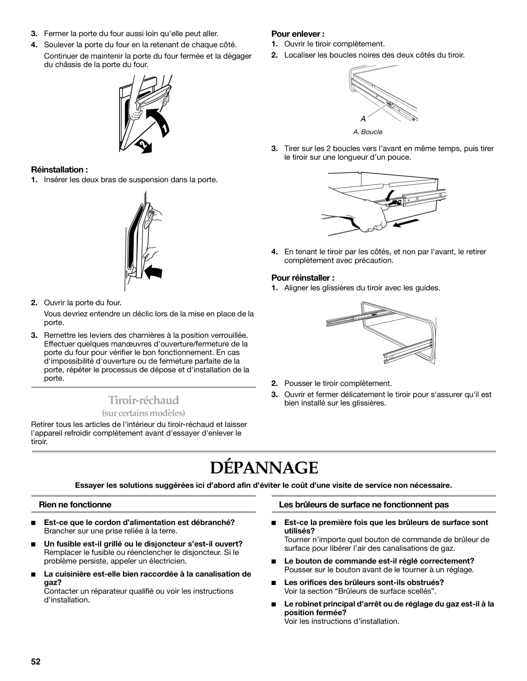 KitchenAid YKDSS907, YKDRS807 manual Dépannage 