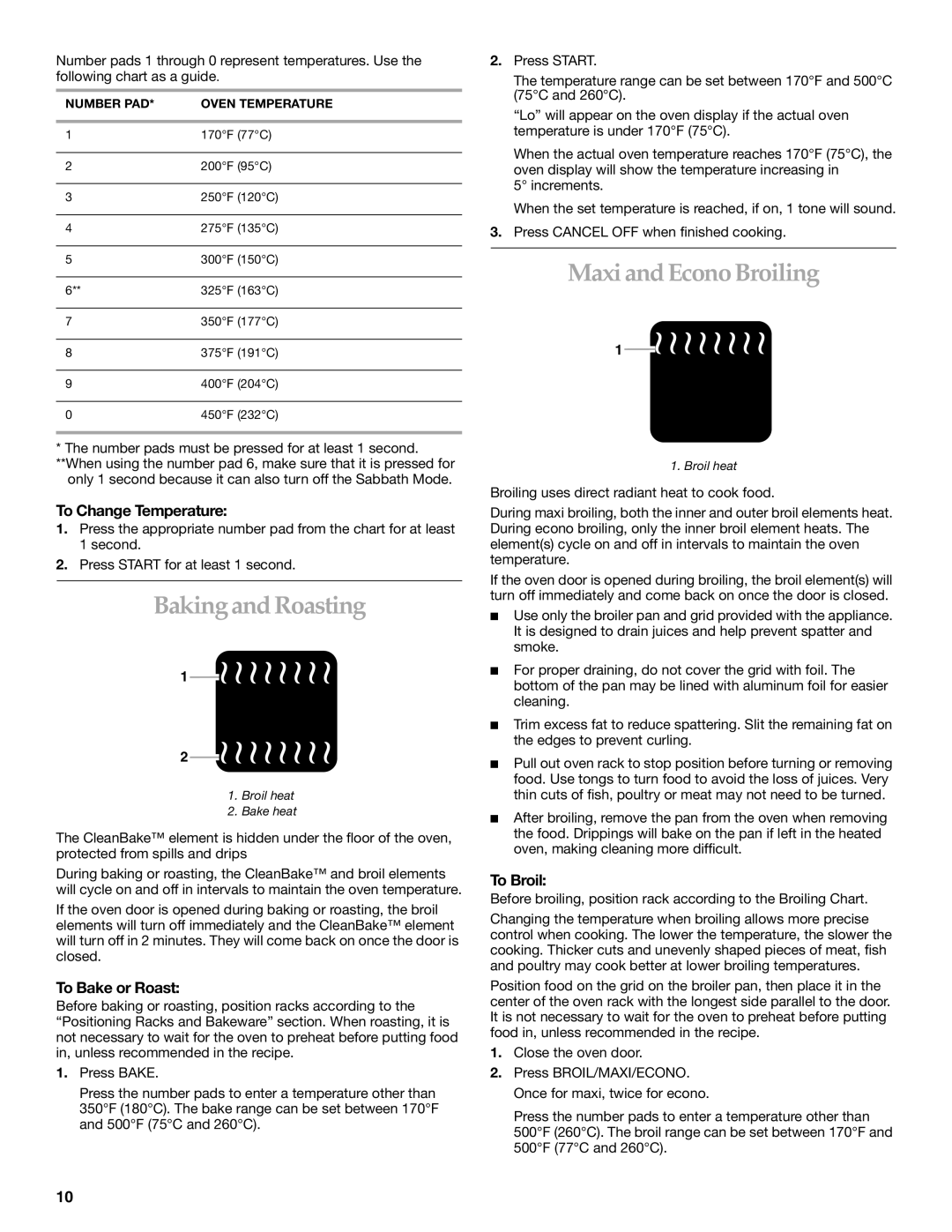 KitchenAid KEBC167 manual Bakingand Roasting, Maxi andEcono Broiling, To Change Temperature, To Bake or Roast, To Broil 