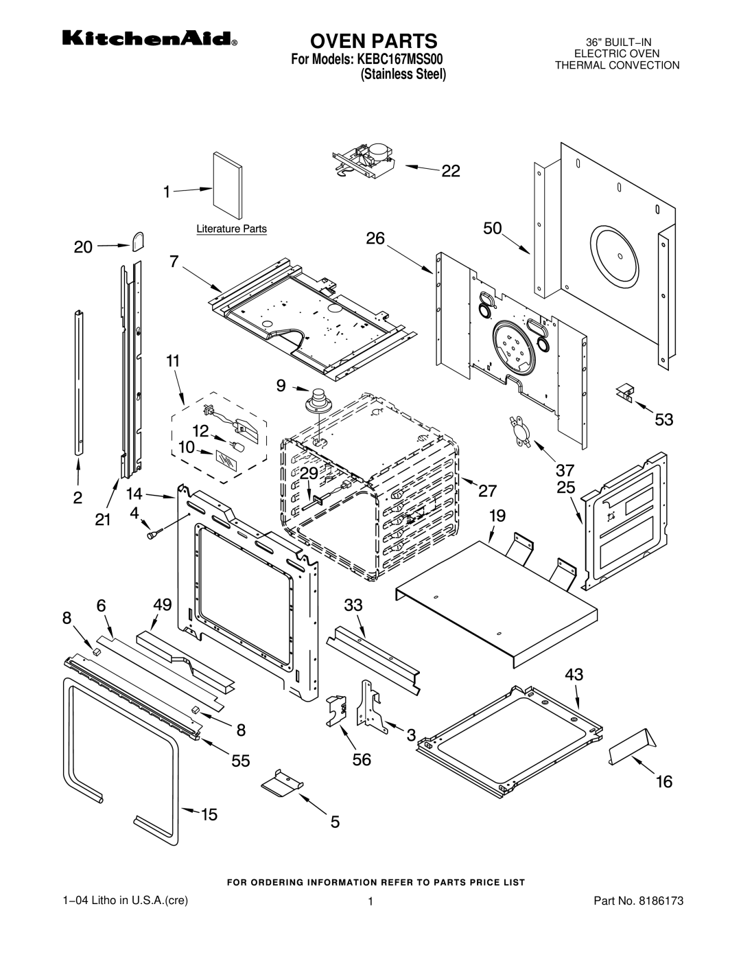 KitchenAid KEBC167MSS00 manual Oven Parts 