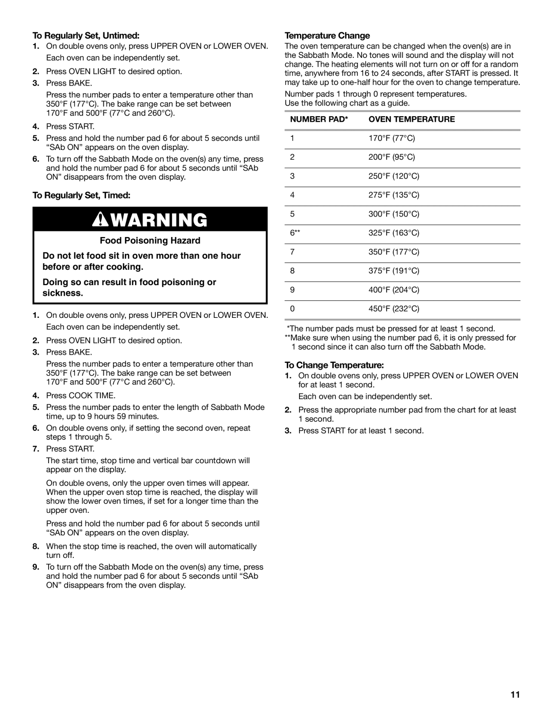 KitchenAid KEBV208 manual To Regularly Set, Untimed, Temperature Change, To Change Temperature, Number PAD Oven Temperature 