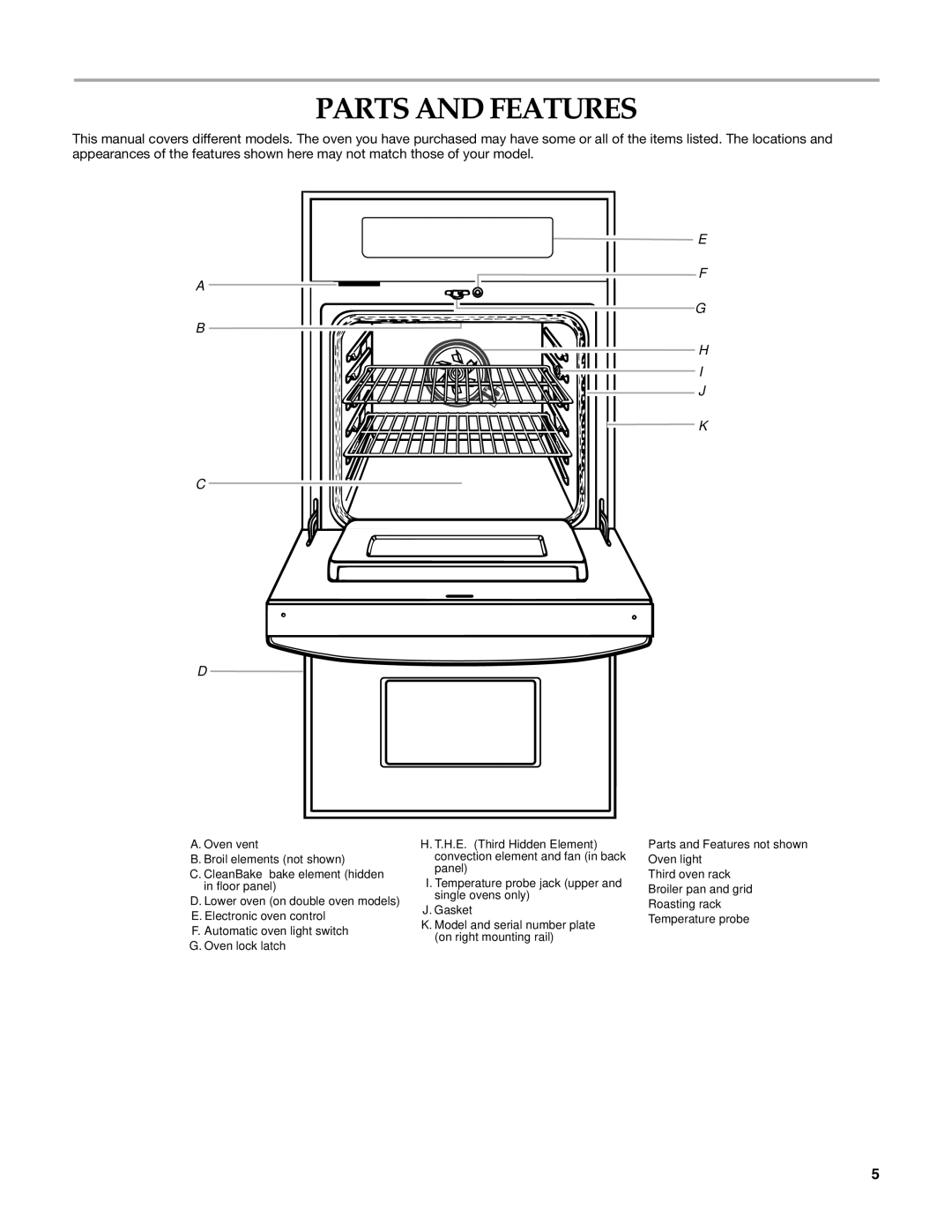 KitchenAid KEBC147, KEBC208, KEBC177, KEBC247, KEBC278, KEBC277, KEBC207, KEBV107, KEBV208, KEBC107 manual Parts and Features 