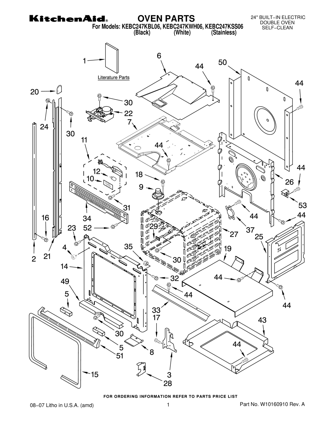 KitchenAid KEBC247KBL06, KEBC247KSS06, KEBC247KWH06 manual Oven Parts 