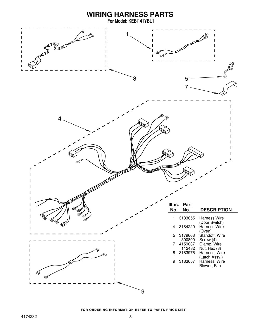 KitchenAid KEBI141YBL1 manual Wiring Harness Parts 