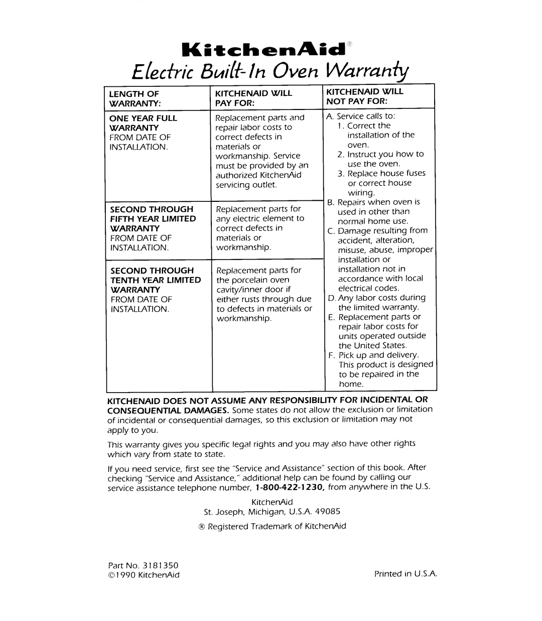 KitchenAid KEBI271X, KEBI241X, KEBI171X, KEBI141X manual 