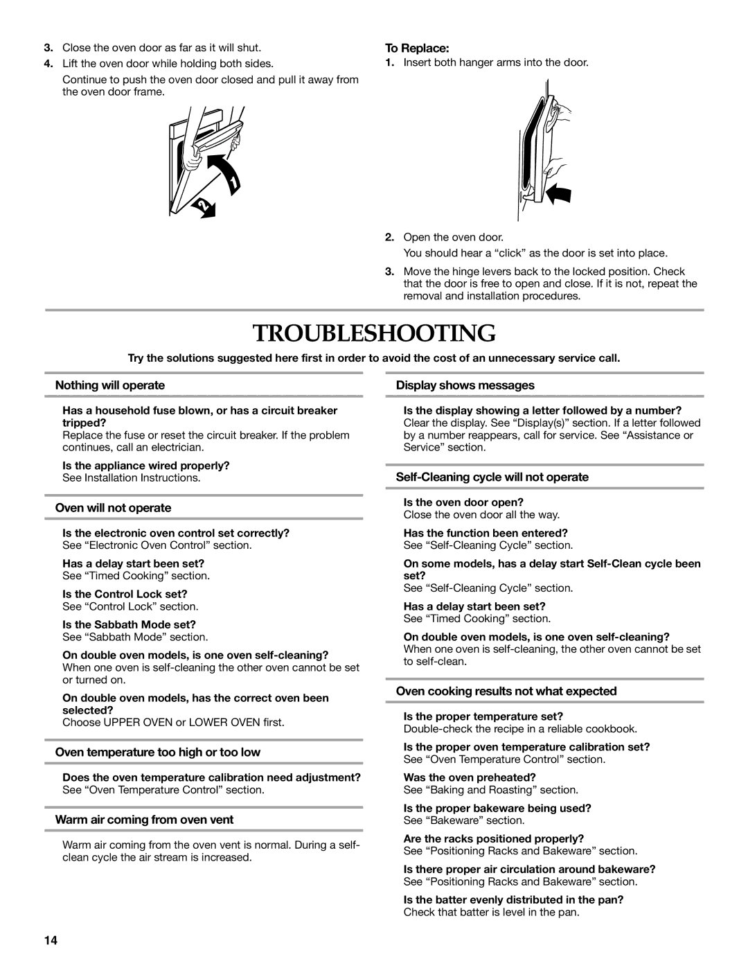 KitchenAid KEBK206, KEBK276 manual Troubleshooting 