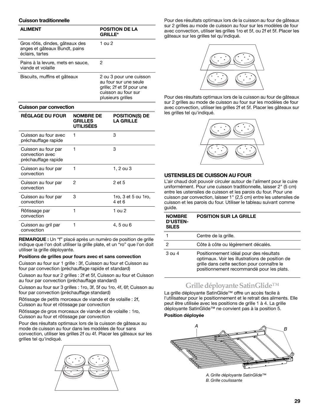 KitchenAid KEBK101, KEBS207, KEBS209, KEBS179BSS Grilledéployante SatinGlide, Cuisson traditionnelle, Cuisson par convection 