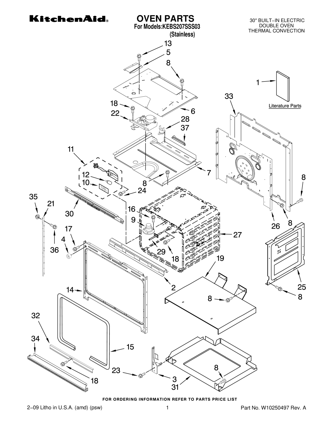 KitchenAid KEBS207SSS03 manual Oven Parts 