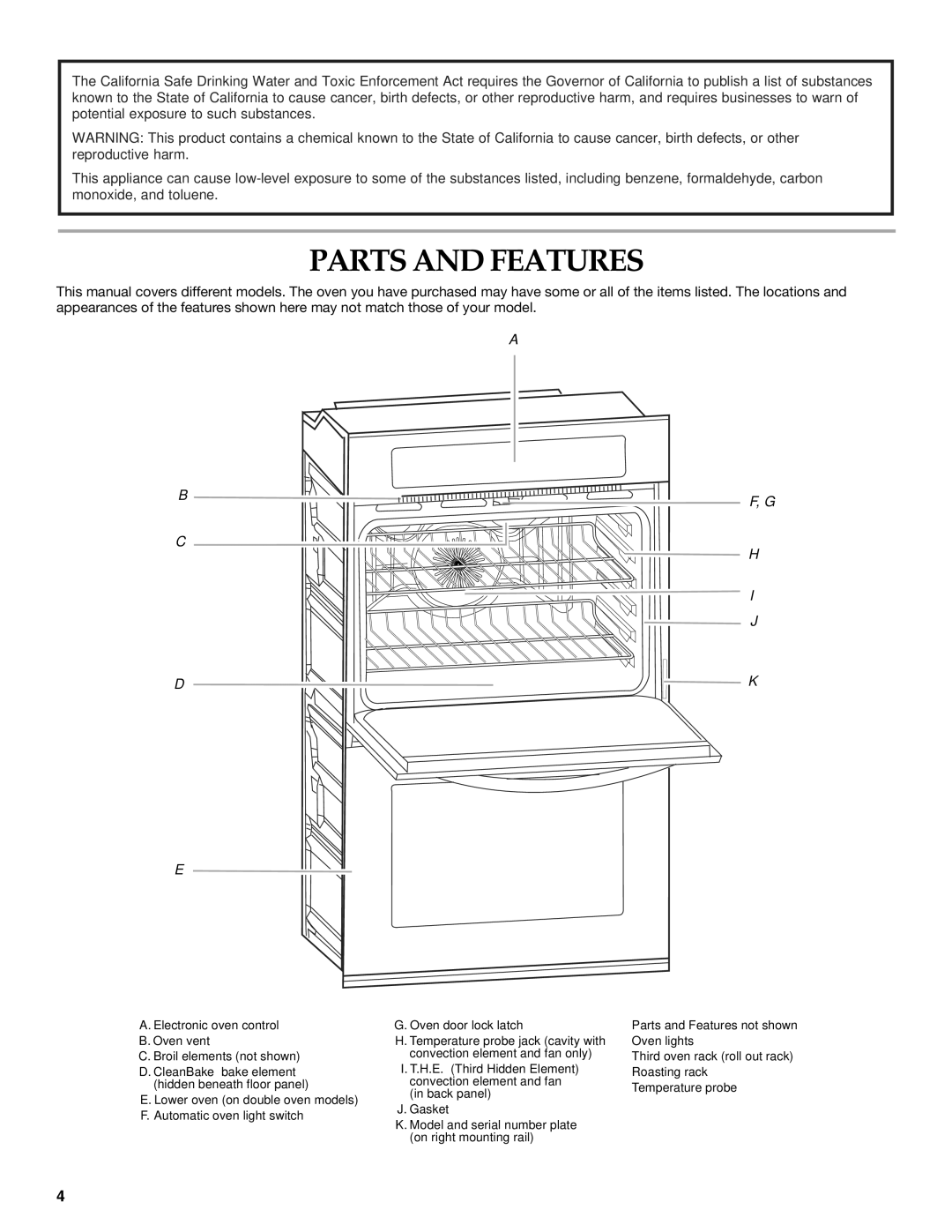 KitchenAid KEBS208, KEBS277, KEBS207, KEBS177, KEBS278, KEBS107 manual Parts and Features 