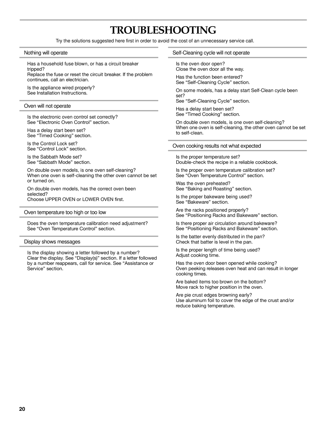 KitchenAid KEBS277, KEBS278 manual Troubleshooting 