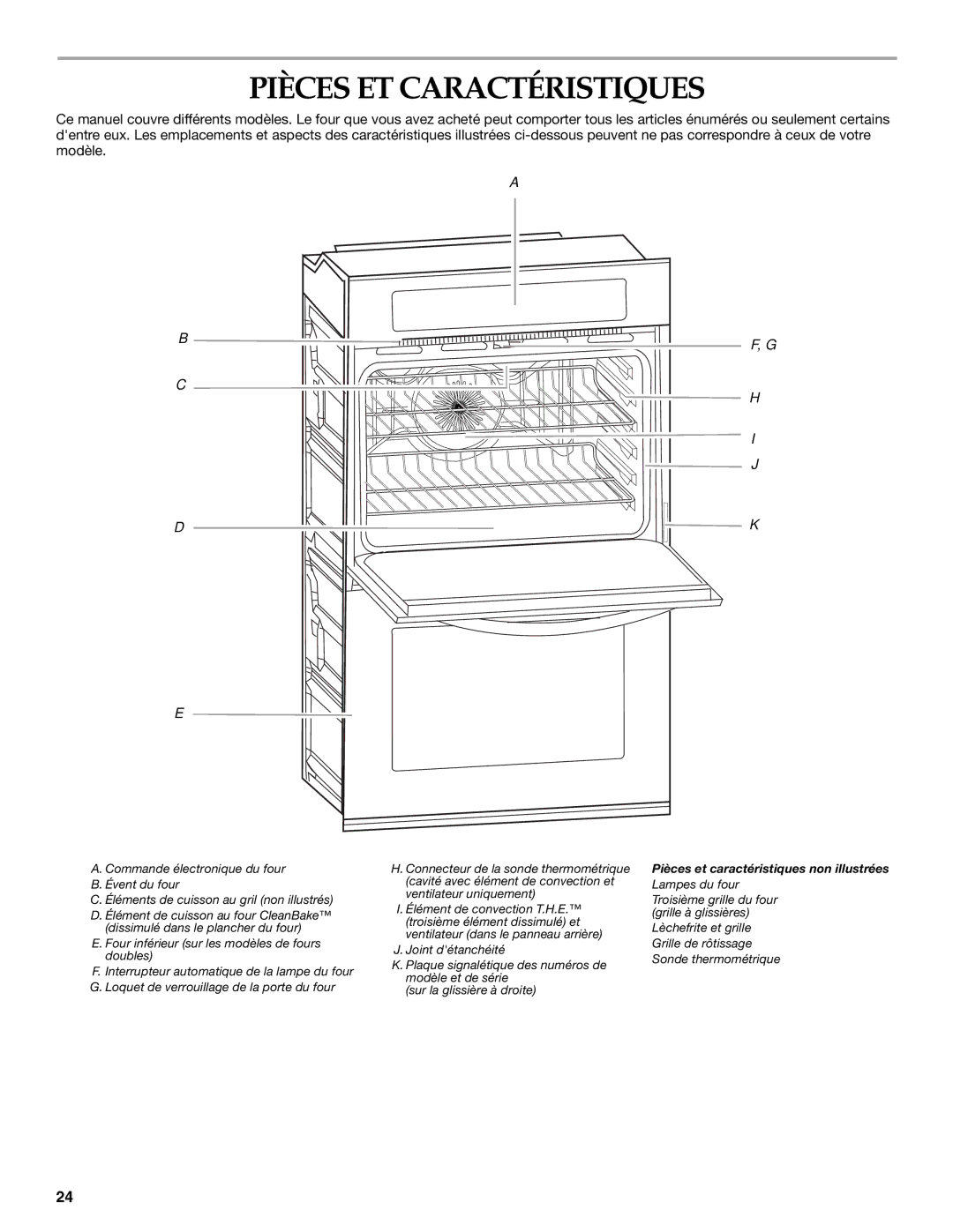 KitchenAid KEBS277, KEBS278 manual Pièces ET Caractéristiques, Four inférieur sur les modèles de fours doubles 