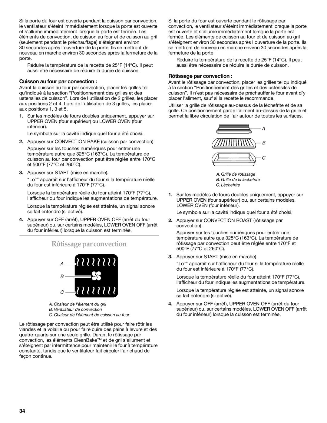 KitchenAid KEBS277, KEBS278 manual Rôtissage parconvection, Cuisson au four par convection, Rôtissage par convection 