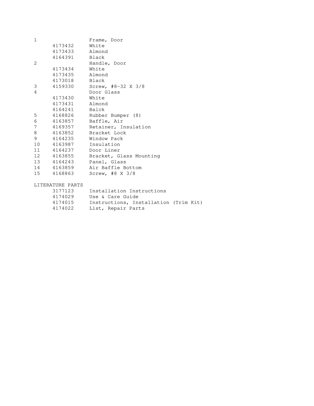 KitchenAid KEBS277SBL0, KEBS277SBL1, KEBS177SBL1, KEBS177SBL0 manual Literature Parts 