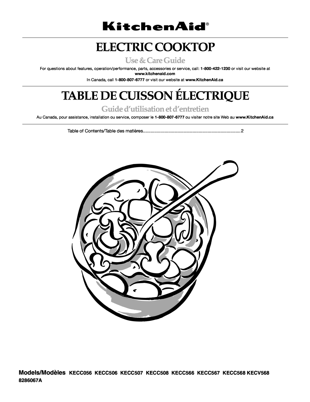 KitchenAid KECC056 manual Electric Cooktop, Table De Cuisson Électrique, Use &CareGuide, Guided’utilisation et d’entretien 