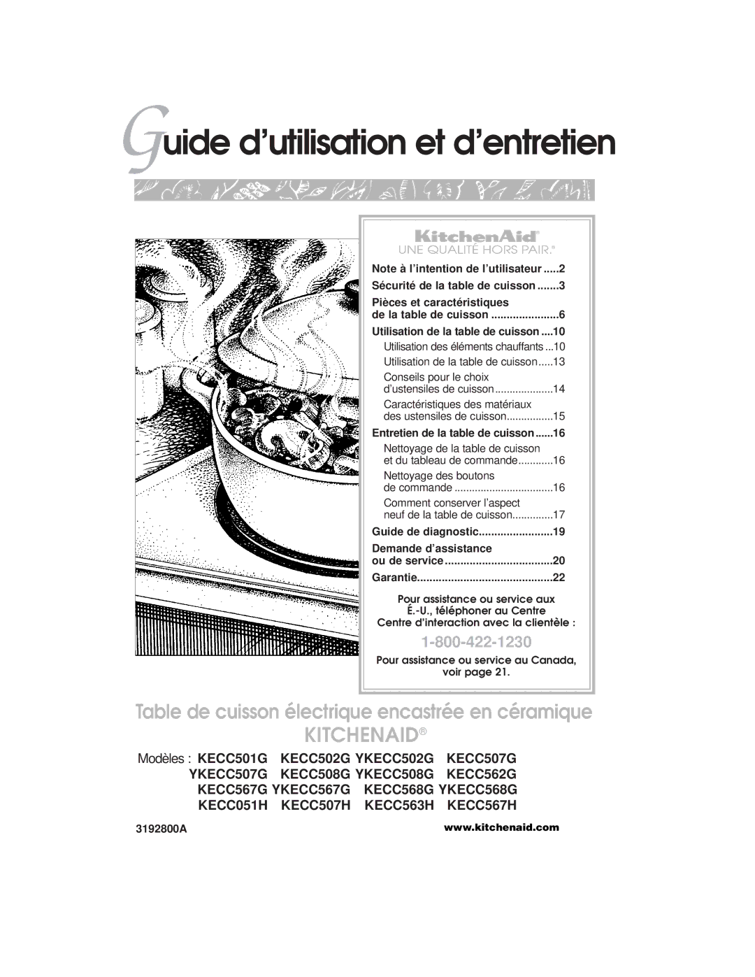 KitchenAid KECC051H, KECC563H, KECC507H warranty Guide d’utilisation et d’entretien 