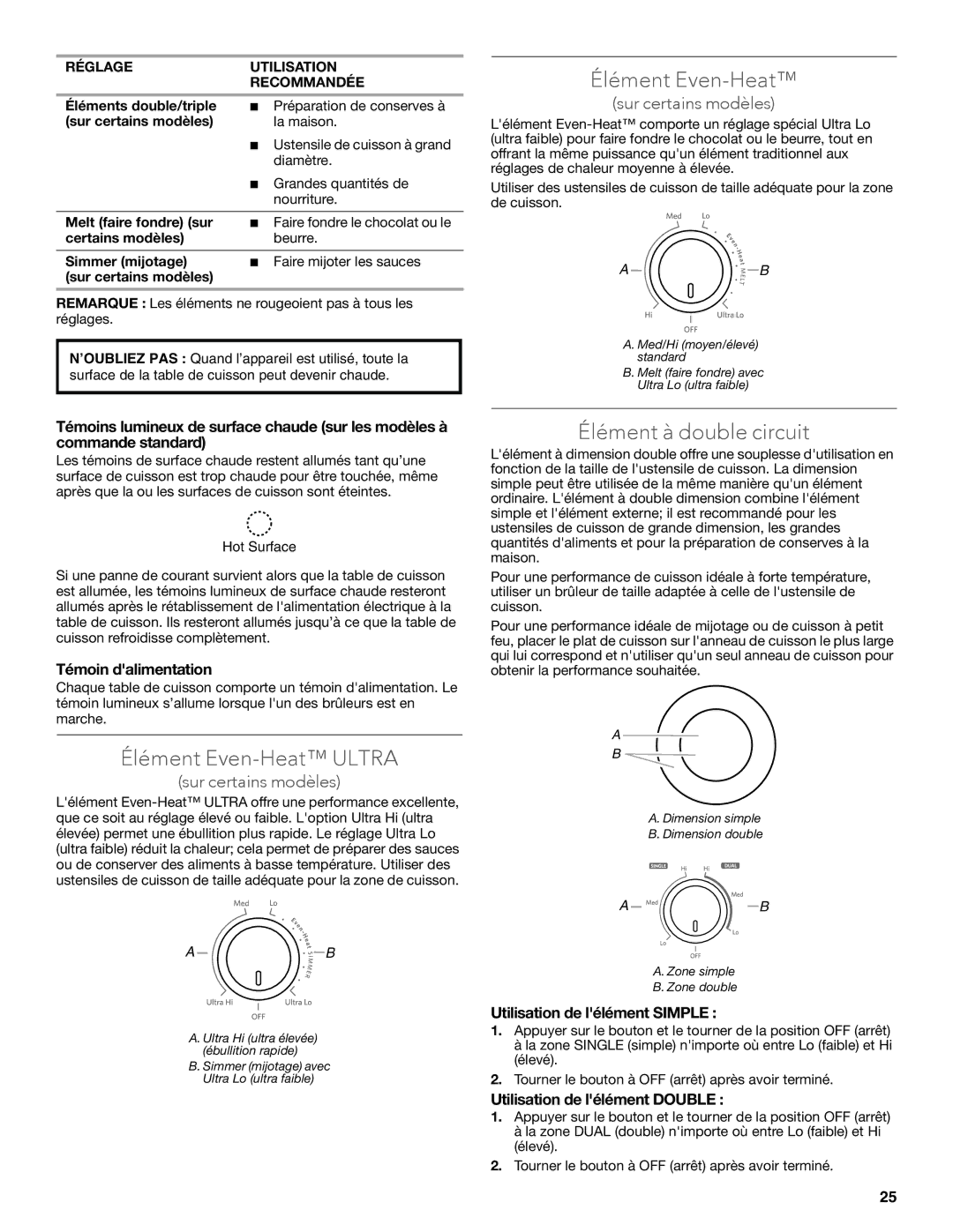 KitchenAid KECC607BSS manual Élément Even-Heat Ultra, Élément à double circuit 