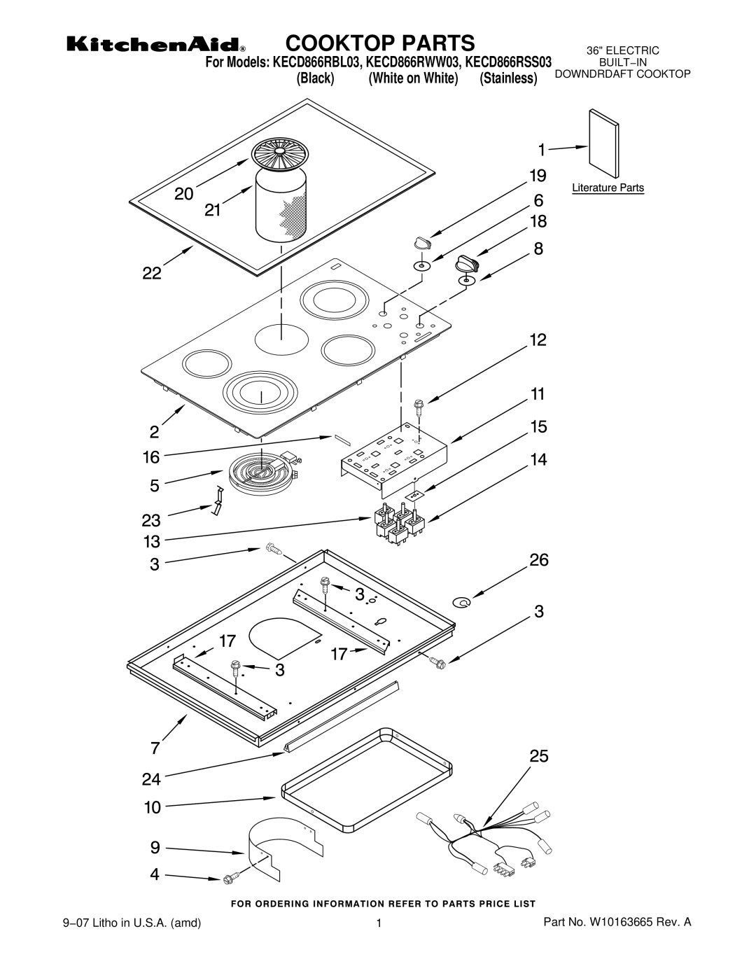 KitchenAid KECD866RWW03, KECD866RBL03, KECD866RSS03 manual Cooktop Parts 