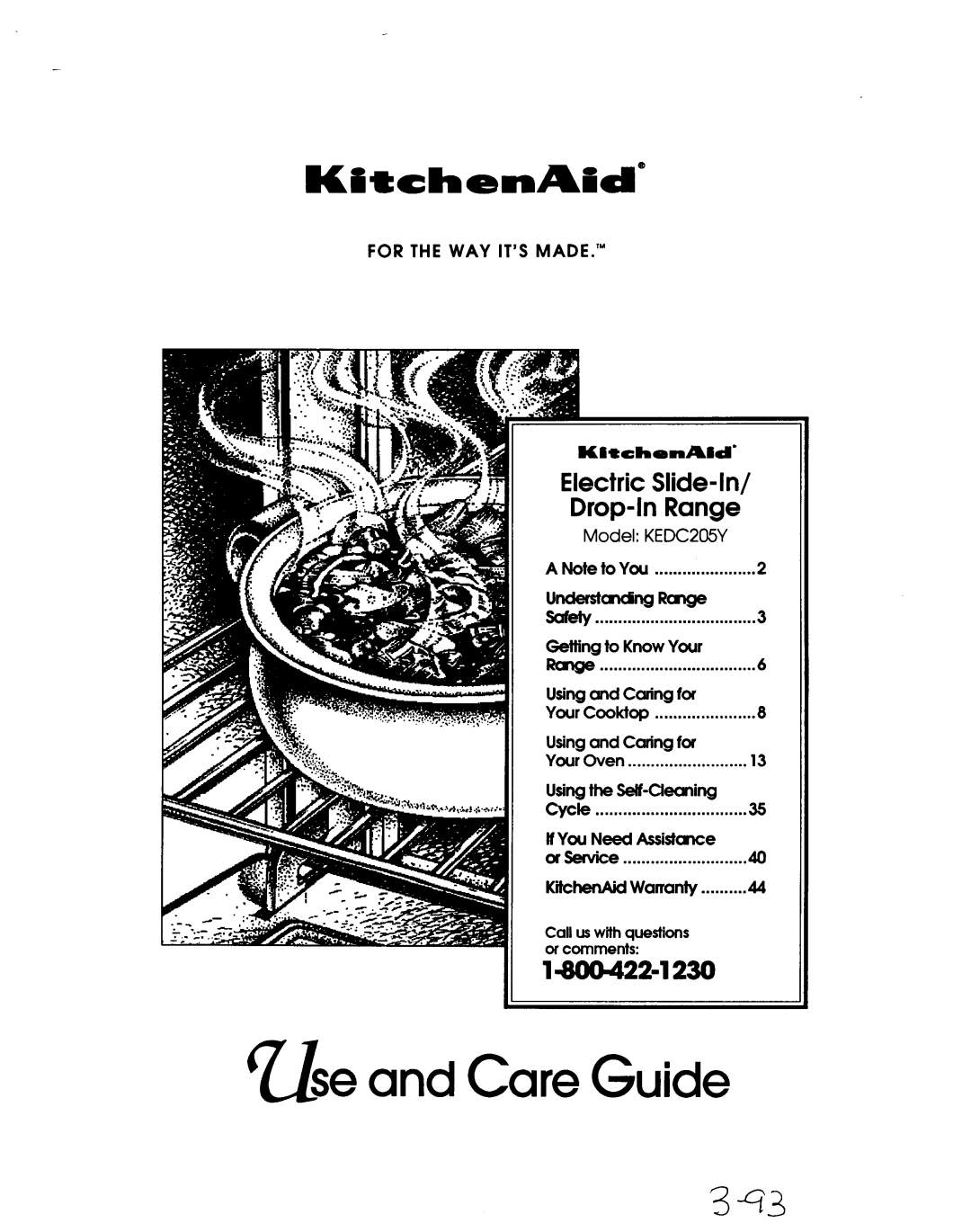 KitchenAid KEDC205Y manual 