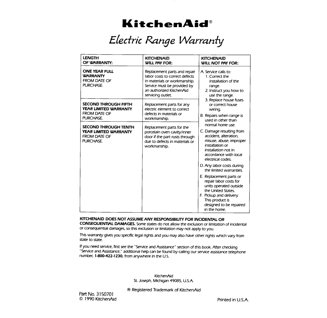 KitchenAid KEDT105W manual 