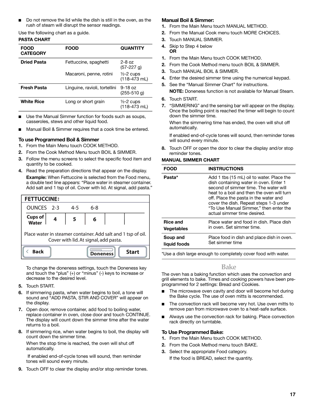 KitchenAid KEHU309 manual To use Programmed Boil & Simmer, Manual Boil & Simmer, To Use Programmed Bake 