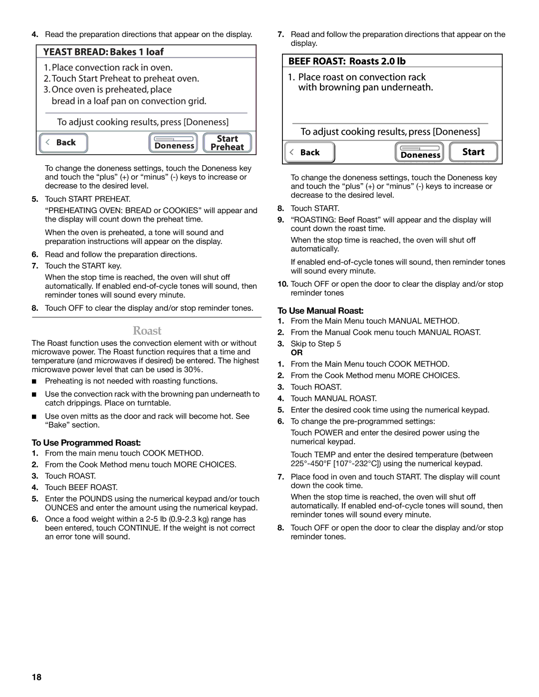 KitchenAid KEHU309 manual To Use Programmed Roast, To Use Manual Roast 