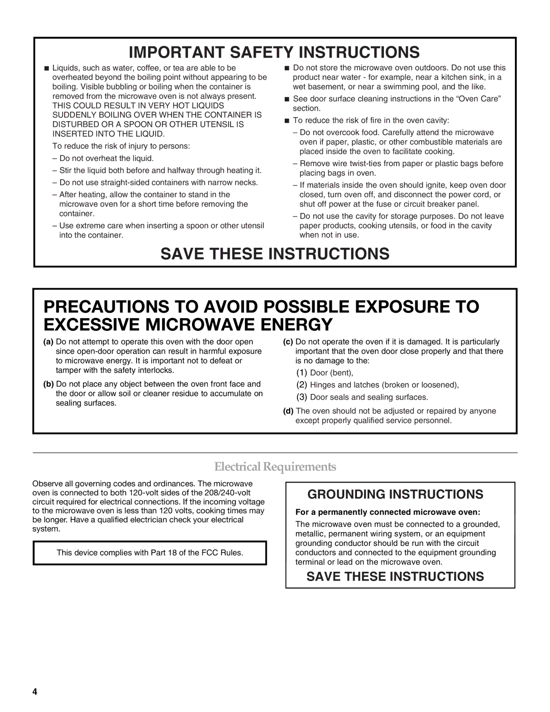 KitchenAid KEHU309 manual ElectricalRequirements, Grounding Instructions 