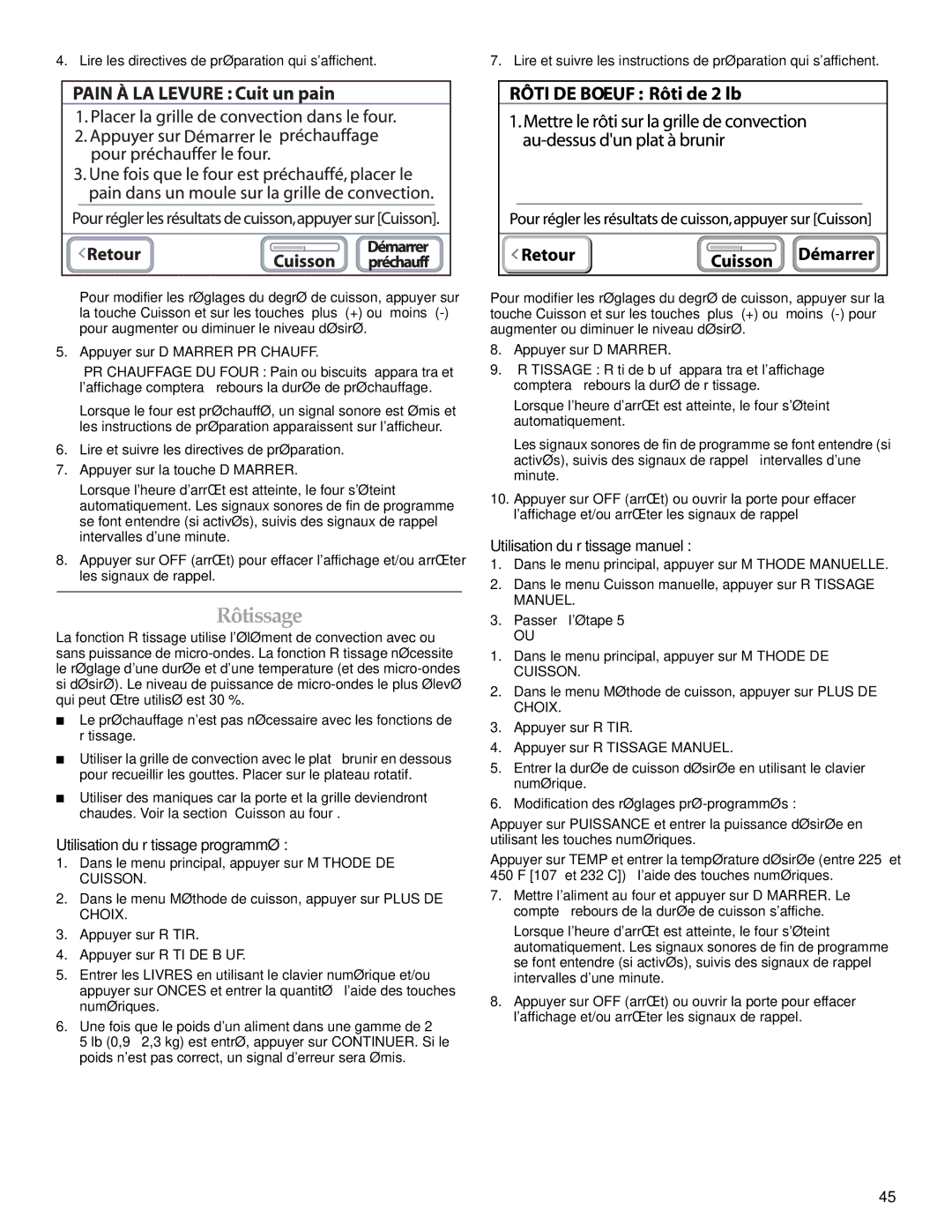 KitchenAid KEHU309 manual Rôtissage, Utilisation du rôtissage programmé, Utilisation du rôtissage manuel 