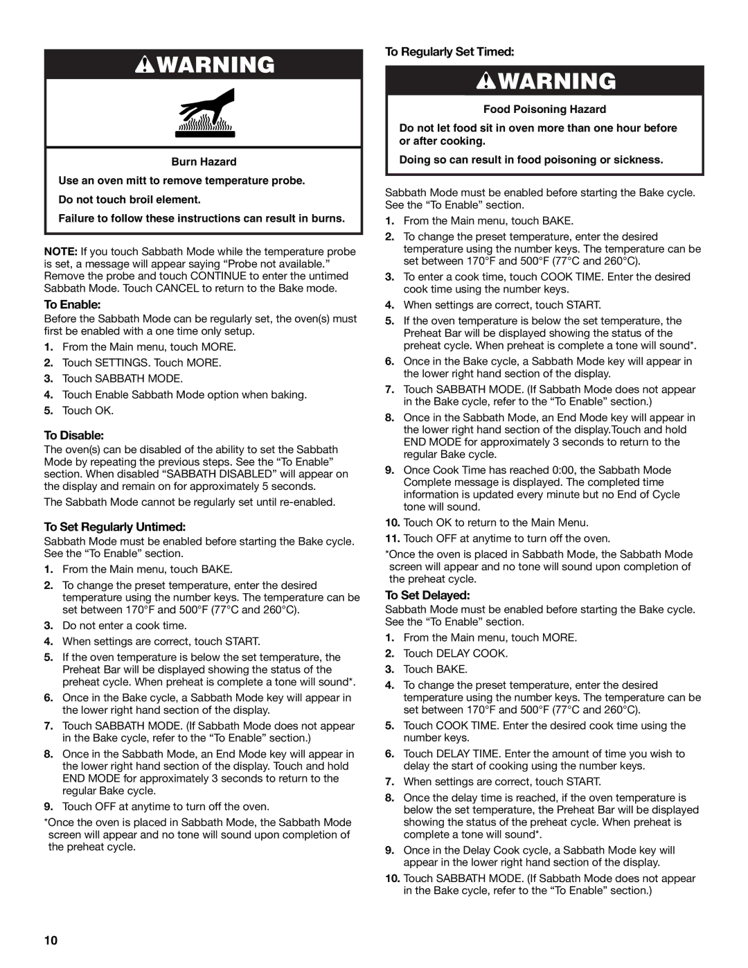 KitchenAid KEHU309 manual To Enable, To Disable, To Set Regularly Untimed, To Regularly Set Timed, To Set Delayed 