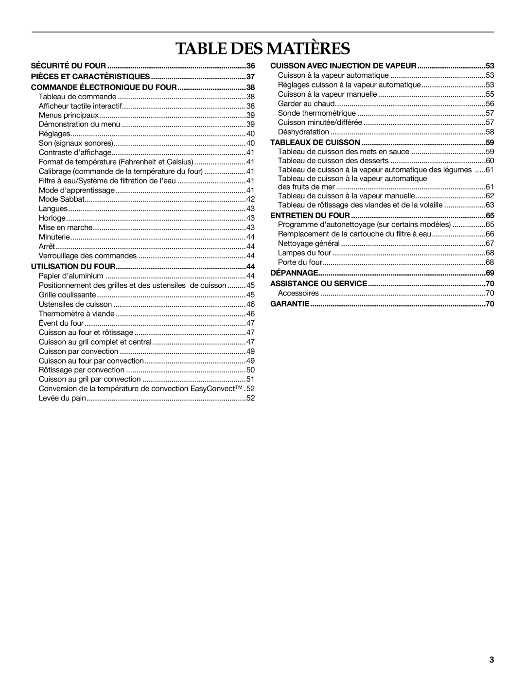 KitchenAid KEHU309 manual Table DES Matières 