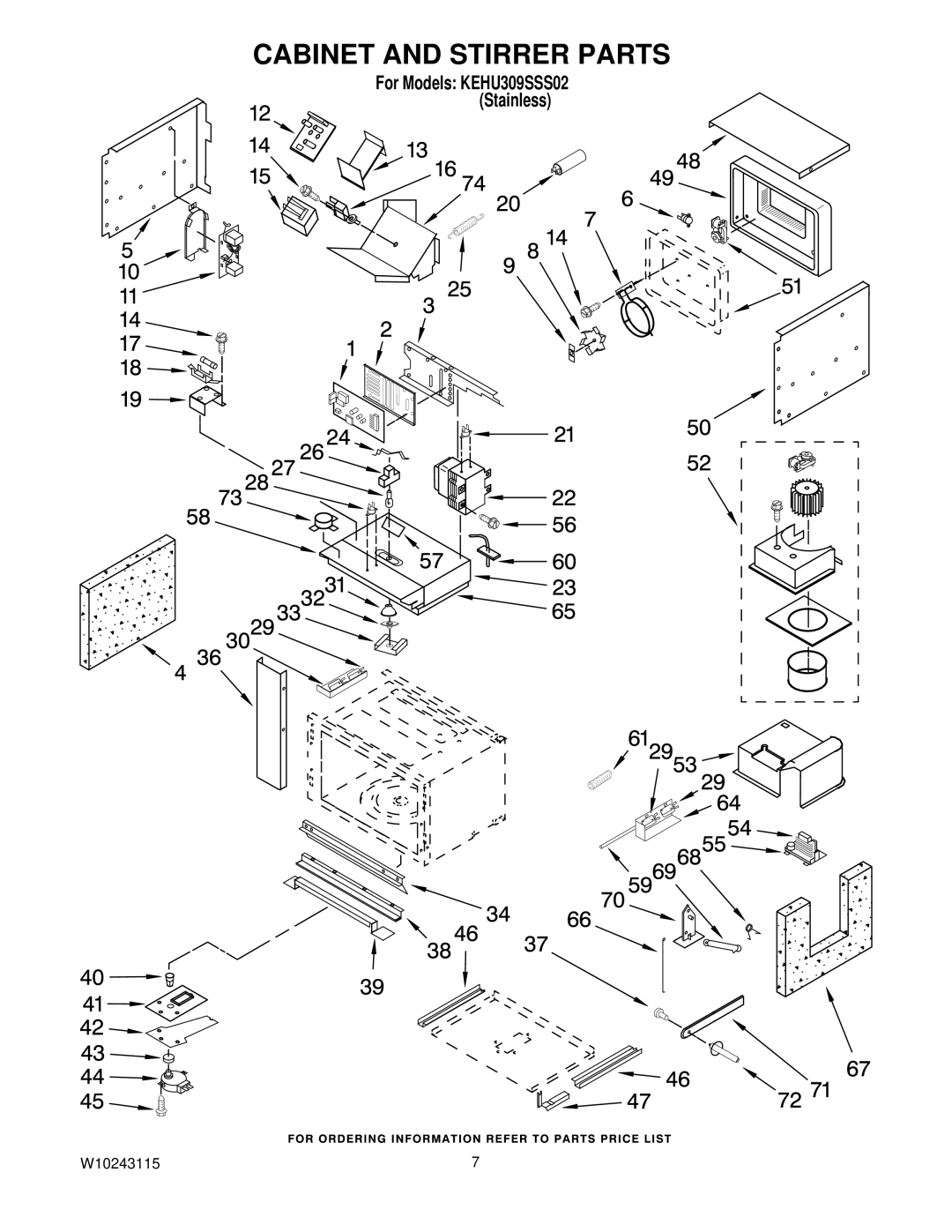 KitchenAid KEHU309SSS02 manual Cabinet and Stirrer Parts 