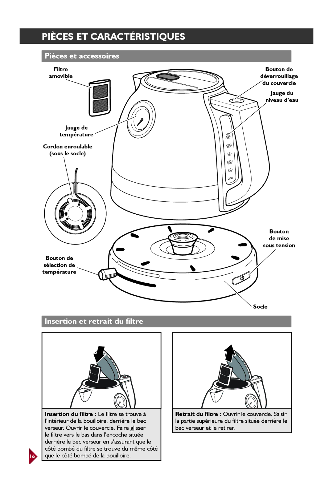 KitchenAid KEK1522 manual PIÈCEScmd + ETshiftCARACTÉRISTIQUESclick to change copy, Pièces et accessoires 