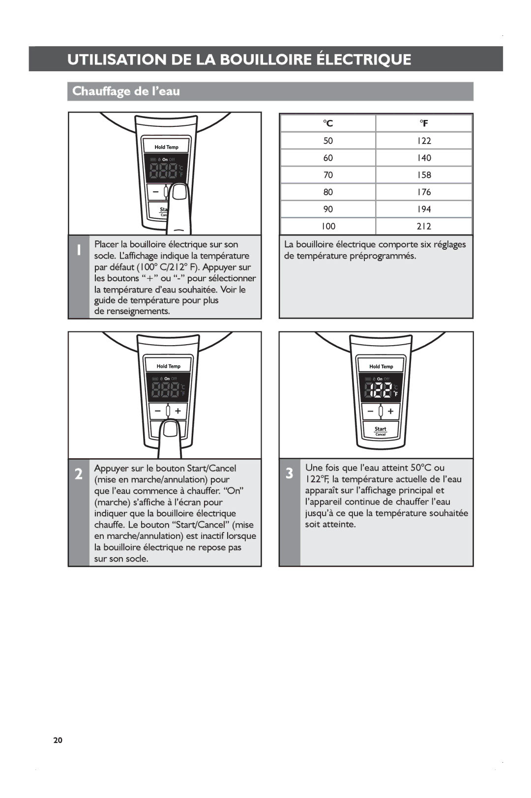 KitchenAid KEK1722 manual Chauffage de l’eau 