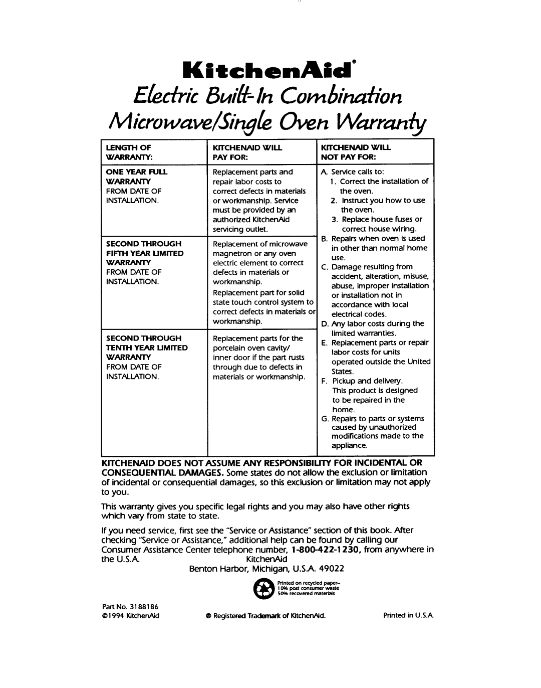 KitchenAid KEMS306B manual 