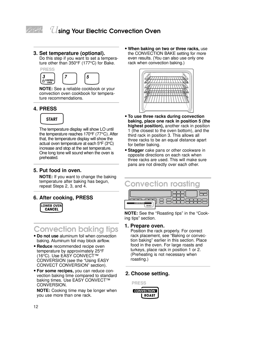 KitchenAid KEMC378, KEMS308, KEMS378, KEMS377, KEMS307, KEMC308, 4452300B warranty Convection roasting, Convection baking tips 