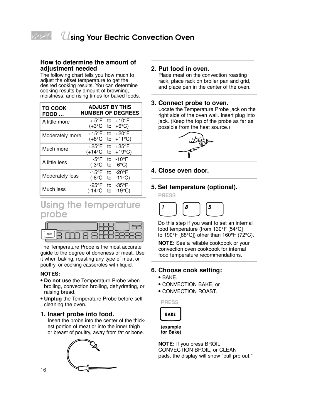 KitchenAid KEMS377, KEMS308, KEMS378, KEMS307, KEMC308, KEMC378, 4452300B warranty Using the temperature probe 