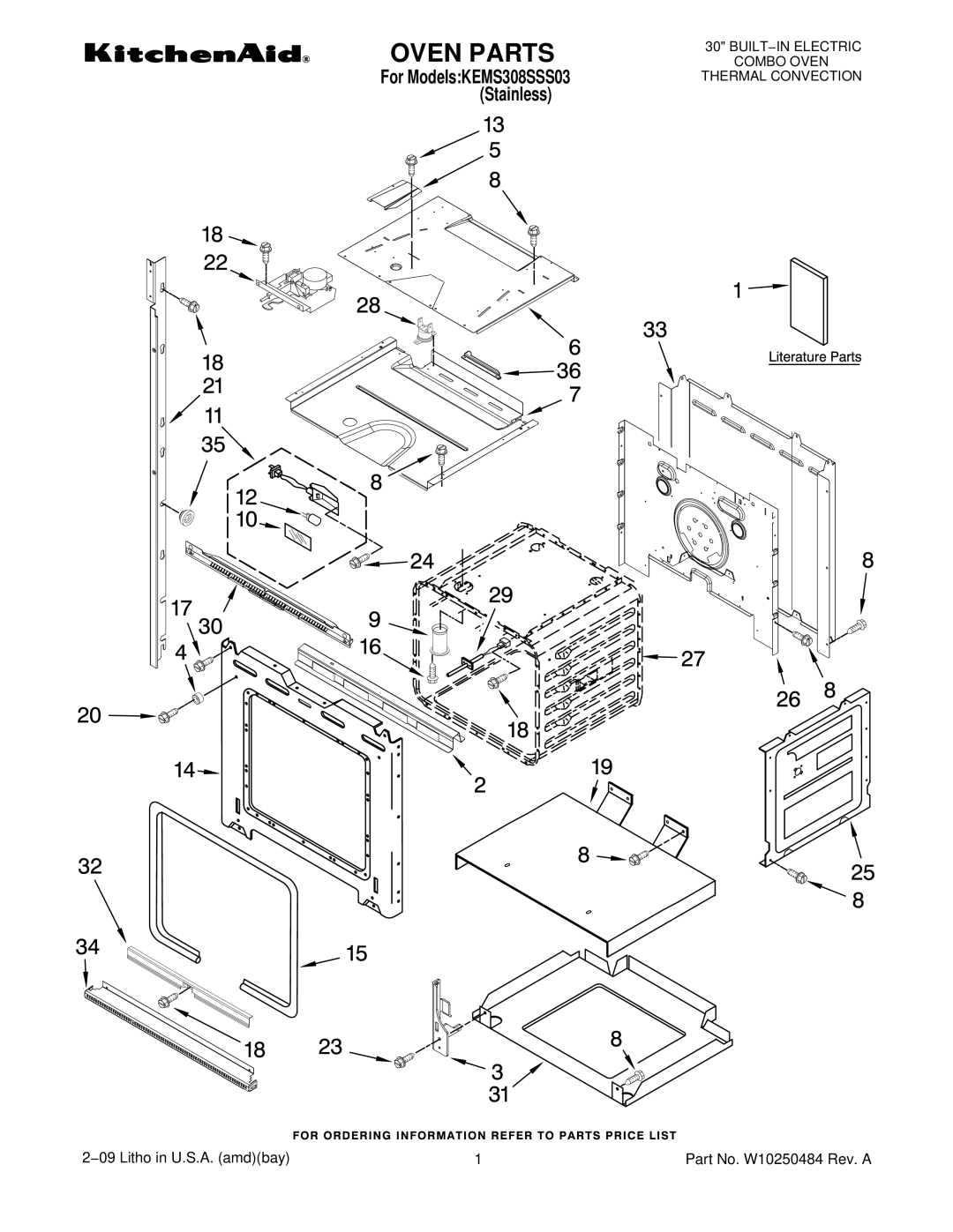 KitchenAid KEMS308SSS03 manual Oven Parts 