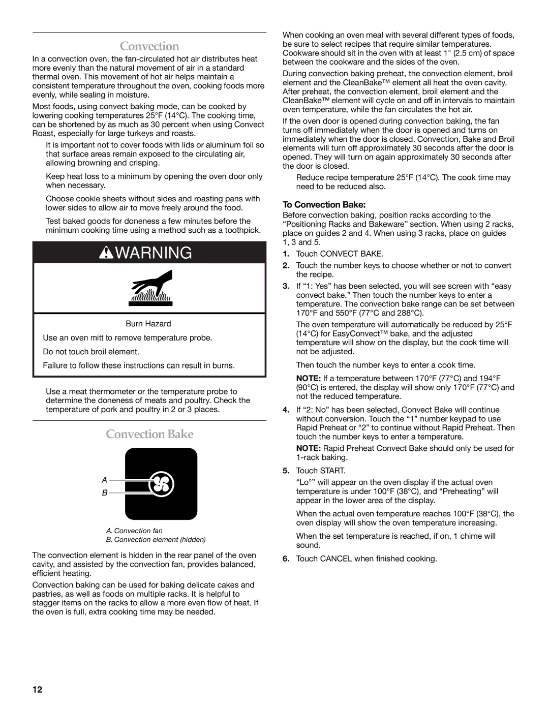 KitchenAid KEMS309, KEMS379 manual To Convection Bake 