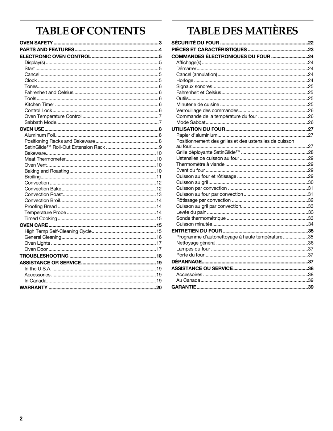 KitchenAid KEMS309, KEMS379 manual Table DES Matières, Table of Contents 