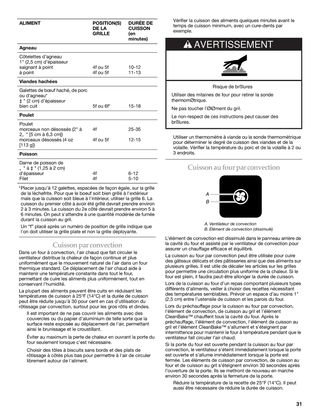 KitchenAid KEMS379, KEMS309 manual Cuisson parconvection, Cuisson au fourpar convection 