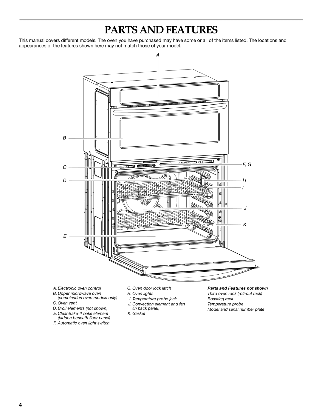 KitchenAid KEMS309, KEMS379 manual Parts and Features 