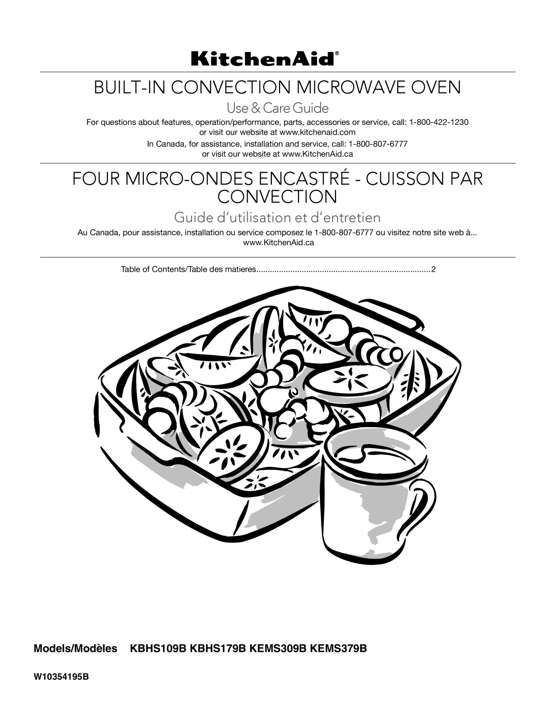 KitchenAid KEMS379B, KEMS309B manual BUILT-IN Convection Microwave Oven, Four MICRO-ONDES Encastré Cuisson PAR Convection 