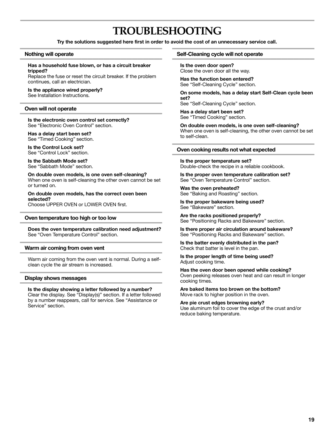 KitchenAid KEMS378SSS manual Troubleshooting 