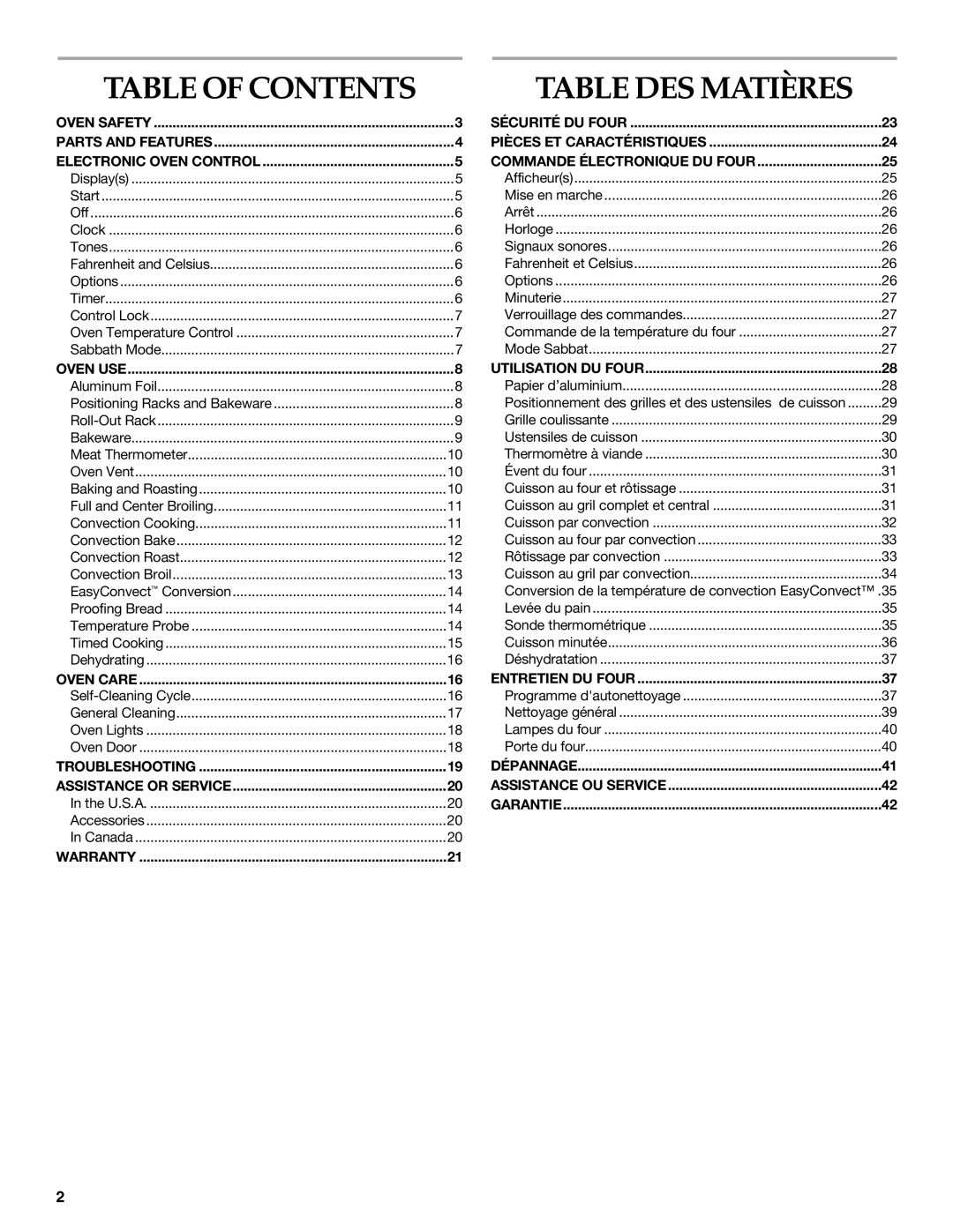 KitchenAid KEMS378SSS manual Table DES Matières, Table of Contents 