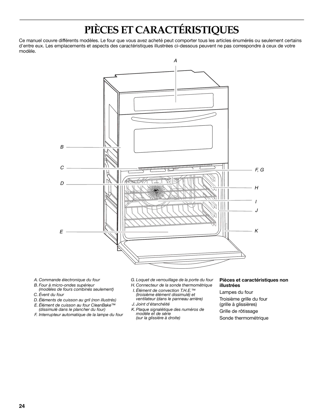 KitchenAid KEMS378SSS manual Pièces ET Caractéristiques, Pièces et caractéristiques non illustrées 