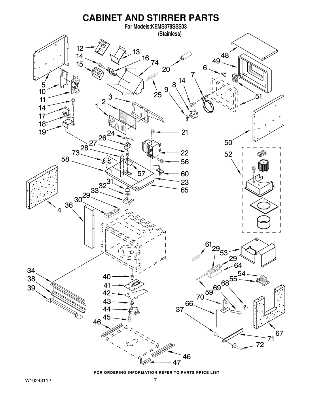 KitchenAid KEMS378SSS03 manual Cabinet and Stirrer Parts 