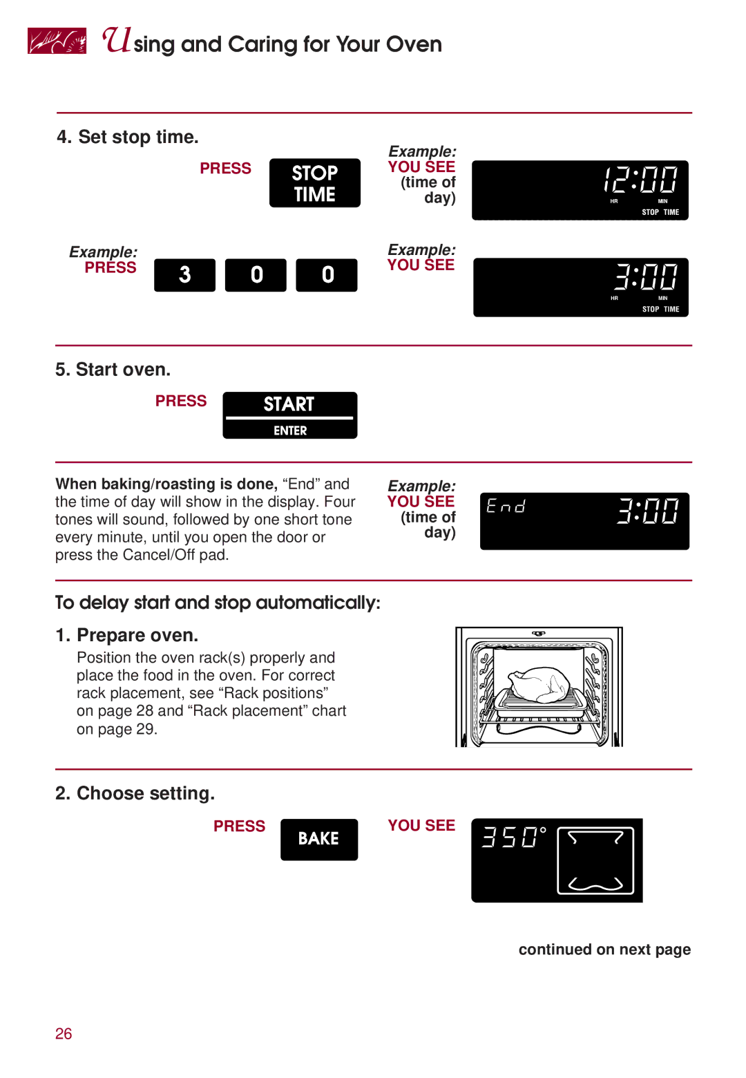 KitchenAid KERI500 warranty Set stop time, To delay start and stop automatically 