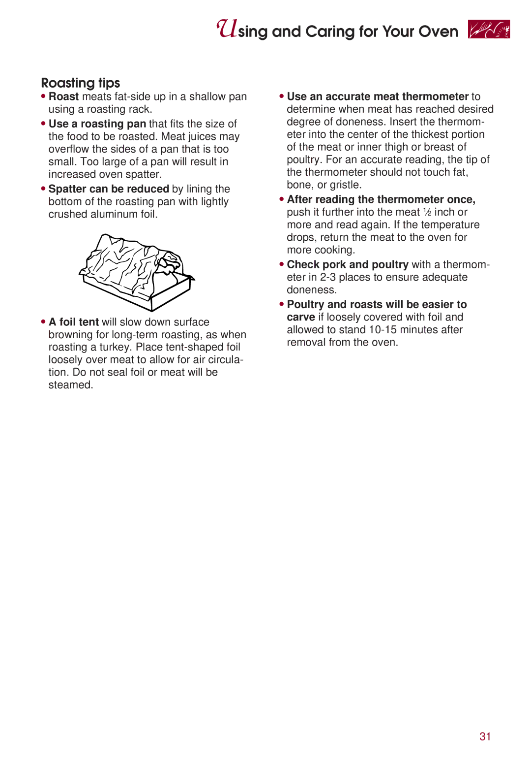 KitchenAid KERI500 warranty Roasting tips 